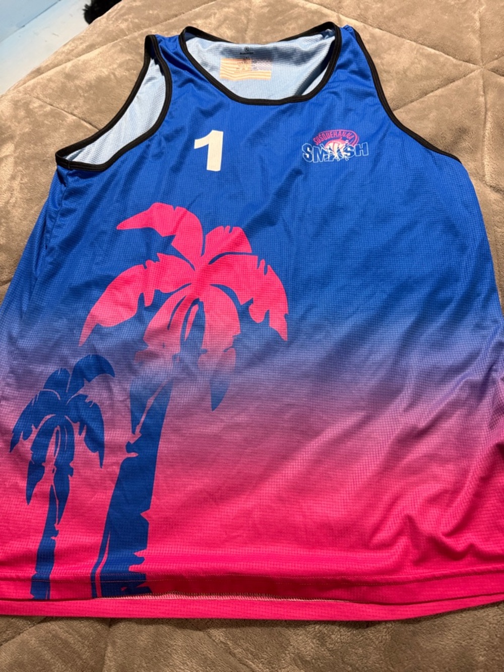 Gradient Palm Men’s Swim Tank - Blue & Pink